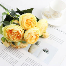 Load image into Gallery viewer, Artificial Roses Flowers Bundle Of Beautiful Silk Peony Bouquet For Home Wedding Party Scrapbook Decoration Accessories         Artificial Rose Flowers Bouquet Silk Flowers Rose for Home Bridal Wedding Party Festival Decor
