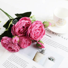 Load image into Gallery viewer, Artificial Roses Flowers Bundle Of Beautiful Silk Peony Bouquet For Home Wedding Party Scrapbook Decoration Accessories         Artificial Rose Flowers Bouquet Silk Flowers Rose for Home Bridal Wedding Party Festival Decor
