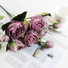 Load image into Gallery viewer, Artificial Roses Flowers Bundle Of Beautiful Silk Peony Bouquet For Home Wedding Party Scrapbook Decoration Accessories         Artificial Rose Flowers Bouquet Silk Flowers Rose for Home Bridal Wedding Party Festival Decor

