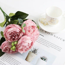 Load image into Gallery viewer, Artificial Roses Flowers Bundle Of Beautiful Silk Peony Bouquet For Home Wedding Party Scrapbook Decoration Accessories         Artificial Rose Flowers Bouquet Silk Flowers Rose for Home Bridal Wedding Party Festival Decor
