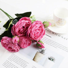 Load image into Gallery viewer, Artificial Roses Flowers Bundle Of Beautiful Silk Peony Bouquet For Home Wedding Party Scrapbook Decoration Accessories         Artificial Rose Flowers Bouquet Silk Flowers Rose for Home Bridal Wedding Party Festival Decor
