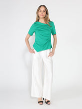 Load image into Gallery viewer, Asymmetrical neck ruched detail solid top
