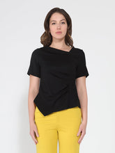 Load image into Gallery viewer, Asymmetrical neck ruched detail solid top
