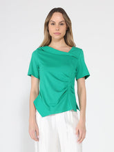 Load image into Gallery viewer, Asymmetrical neck ruched detail solid top
