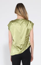 Load image into Gallery viewer, Asymmetrical side pleats short sleeve top
