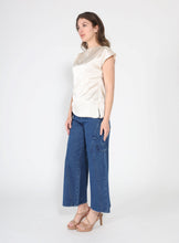 Load image into Gallery viewer, Asymmetrical side pleats short sleeve top
