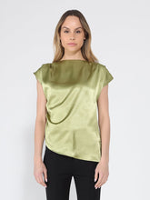 Load image into Gallery viewer, Asymmetrical side pleats short sleeve top
