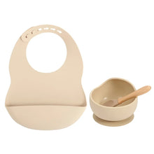 Load image into Gallery viewer, Colorful Silicone Feeding Set for Babies: Bib, Bowl, and Spoon
