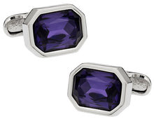Load image into Gallery viewer, Austrian Shimmering Crystal Amethyst Cufflinks
