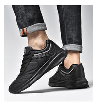 Load image into Gallery viewer, Autumn Mens Fashion White Sneakers Light Sport Shoes Black Leather Running Spring Winter Warm Soft Shoes Athletic Road Running Casual Lace Up Comfort Sports Fashion Sneakers
