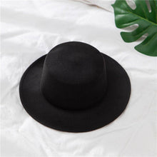Load image into Gallery viewer, Autumn Winter Polyester Flat Top Hat For Women's Luxury Wide Fedora Hat Jazz Cap Classic Wide Hat Women Comfortable Elegant Hat For Summer Classic Design
