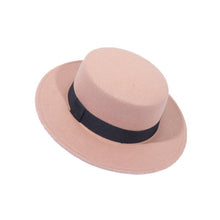 Load image into Gallery viewer, Autumn Winter Polyester Flat Top Hat For Women's Luxury Wide Fedora Hat Jazz Cap Classic Wide Hat Women Comfortable Elegant Hat For Summer Classic Design

