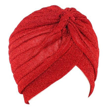 Load image into Gallery viewer, Autumn Winter Warm Headwear Soft Shine Silver Gold Lightweight Knot Twist Turban Headbands Cap Casual Streetwear Hats For Women
