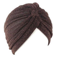 Load image into Gallery viewer, Autumn Winter Warm Headwear Soft Shine Silver Gold Lightweight Knot Twist Turban Headbands Cap Casual Streetwear Hats For Women
