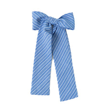 Load image into Gallery viewer, Azure Stripe Lady Hair Bow
