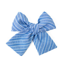 Load image into Gallery viewer, Azure Stripe Petite Hair Bow
