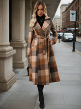 Load image into Gallery viewer, Women’s Lapel Woolen Double-Breasted Coat – Lace-Up Long Windbreaker
