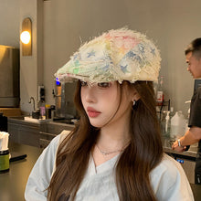 Load image into Gallery viewer, Colorful Plaid Star Distressed Beret — Korean Style Five-Pointed Hat
