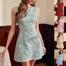 Load image into Gallery viewer, Women's Jacquard Sleeveless Midi Dress – Slim Fit French Minimalist Style
