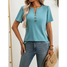 Load image into Gallery viewer, Women’s Notch V‑Neck Short‑Sleeve Tunic Top
