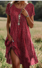 Load image into Gallery viewer, Ethnic Print Midi Dress – Scoop Neck Geometric Pattern Boho Dress
