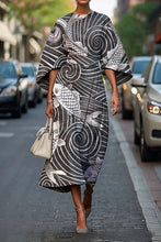 Load image into Gallery viewer, Geometric Print Batwing Sleeve Flowy Maxi Dress – 12 Styles, XS–XXXL

