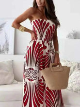 Load image into Gallery viewer, Printed Smocked : Tube Wide Leg Jumpsuit
