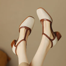 Load image into Gallery viewer, Women's Leather T-Strap Mule Sandals
