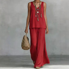Load image into Gallery viewer, Women's Bohemian Wide-Leg Pants &amp; V-Neck Vest Set – 3D Print
