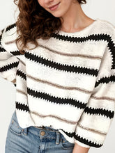 Load image into Gallery viewer, Women’s striped knitted pullover sweater
