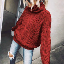 Load image into Gallery viewer, Women's Cable Knit Turtleneck Sweater
