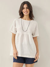 Load image into Gallery viewer, 100% Linen Round Neck Pleated Pullover Top QUINLAN
