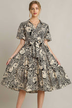 Load image into Gallery viewer, Full Size Mixed Print A-Line Tiered Midi Dress Plus Size, Stylish and Eye-Catching Dress with Unique Mixed Prints, Tiered Design, and Flattering A-Line Silhouette
