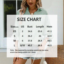 Load image into Gallery viewer, Women’s Striped V‑Neck Blouse with Ruffled Cuffs &amp; Tie‑Back Slit
