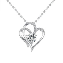 Load image into Gallery viewer, Zircon Double Love Necklace with Rhinestones 💖 Sparkling heart-shaped design for timeless elegance!
