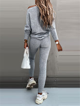 Load image into Gallery viewer, Long-Sleeve Pullover &amp; High-Waist Drawstring Pants Two-Piece Set
