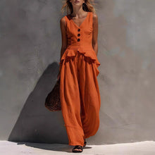 Load image into Gallery viewer, Ruffled Tank Top &amp; Draping Wide-Leg Pants Set – 6 Colors, S–3XL
