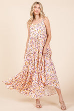Load image into Gallery viewer, New Summer Flower Print Tiered Sleeveless Empire Maxi Dress – Elegant and Flattering Floral Dress with Empire Waist
