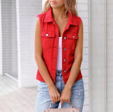 Load image into Gallery viewer, Women's Colorful Denim-Style Vest Jacket – Spring &amp; Summer
