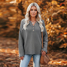 Load image into Gallery viewer, Solid Color V-Neck Pullover Knit Sweater | Relaxed Distressed Fit
