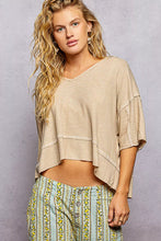 Load image into Gallery viewer, POL Short Sleeve Ccopped Rib T-Shirt with Contrast Stitch Detail
