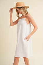 Load image into Gallery viewer, New Summer Embroidered Trim Gauze Square Neck Mini Cami Dress For Women –Elegant, Feminine &amp; Stylish for Summer
