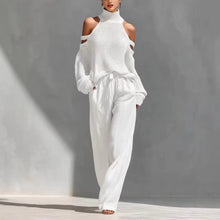 Load image into Gallery viewer, Women's Long-Sleeve Turtleneck Top &amp; Pants Set – Elegant 2-Piece

