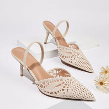 Load image into Gallery viewer, Women's Knitted Cutout Slingback Heeled Sandals – Pointed Toe High Heels
