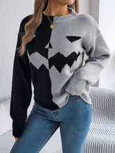 Load image into Gallery viewer, Women’s Spooky Pumpkin Contrast Long-Sleeve Pullover Sweater
