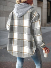 Load image into Gallery viewer, Women’s Plaid Hooded Jacket – Wool-Lined Long Sleeve

