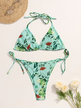 Load image into Gallery viewer, Bikini European Style Floral Print 3 Piece Swimsuit Set for Women – Sexy V Neck Bikini with Cross Strap Detail and Matching Long Sleeve Cover-Up – High Stretch Trendy Swimwear for Summer Beach Vacations Resort Looks and Poolside Fashion
