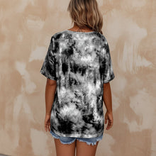 Load image into Gallery viewer, Women's Tie-Dye Print Drawstring T-Shirt – Loose Fit, Short Sleeve, Casual
