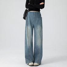 Load image into Gallery viewer, Retro Loose Straight-Leg High-Waist Floor-Length Wide-Leg Maternity Jeans

