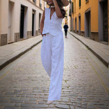 Load image into Gallery viewer, Women’s V‑Neck Button‑Front Vest &amp; High‑Waist Pants Set
